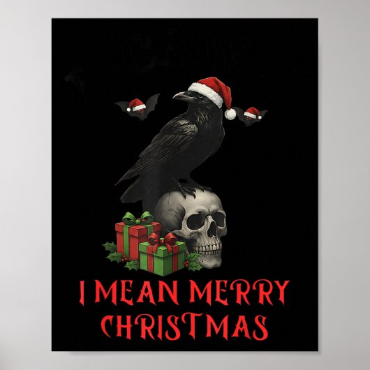 F-caw-f クリスマスカラス おもしろ ゴス クリスマス ドクロ ポスター (正面)
