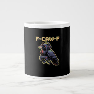 F-Caw-F ゲームプレイするヘッドホンをつけたワタリガラス - 気鋭ストリーミング ジャンボコーヒーマグカップ