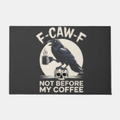 F-Caw-F コーヒー前の不機嫌 レイヴン ワシ コーヒー大好き ドアマット (正面)