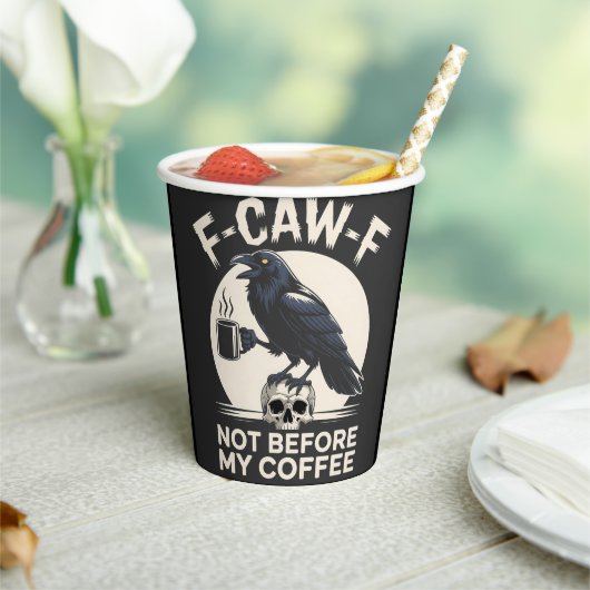 F-Caw-F コーヒー前の不機嫌 レイヴン ワシ コーヒー大好き  紙コップ (インサイチュ)