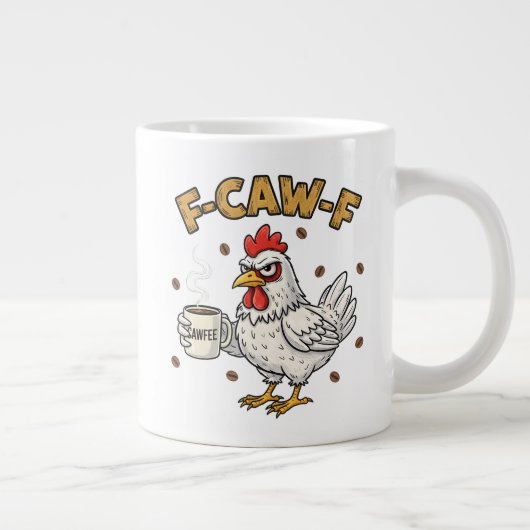 F-CAW-F コーヒー好きなニワトリ、面白いFCAWFの鳥 ジャンボコーヒーマグカップ (右)