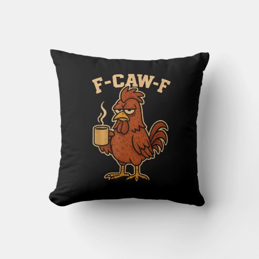 F-Caw-F コーヒー ニワトリ おもしろ 鳥 クッション (正面)