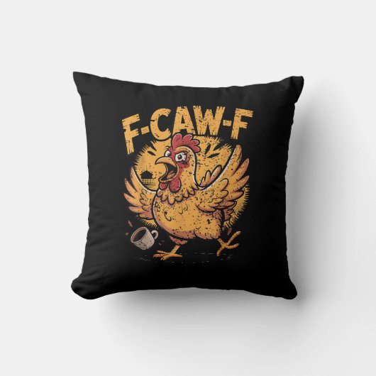 F-Caw-F コーヒー ニワトリ お笑い 鳥 F-Caw-F クッション (正面)
