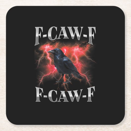 F-Caw-F ゴシック カラス 鳥 レイヴン メーム スクエアペーパーコースター (正面)