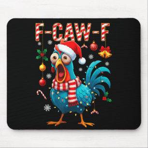 F-caw-f ニワトリの面白いコケコッコーおかしいFcawk クリスマス マウスパッド