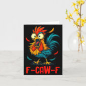 F-caw-f ニワトリの面白いミーム お笑い 鳥のジョーク カード (黄色い花)