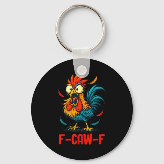 F-caw-f ニワトリの面白いミーム ひよこジョーク キーホルダー (正面)