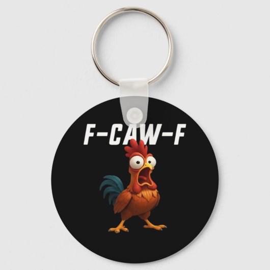 F-Caw-F ニワトリ おもしろ ニワトリ ギア レトロ C キーホルダー (正面)