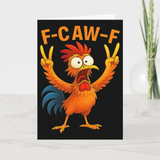 F Caw F ニワトリ おもしろ 鳥 鶏のささやき Fawk カード (正面)