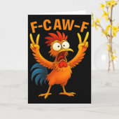 F Caw F ニワトリ おもしろ 鳥 鶏のささやき Fawk カード (黄色い花)
