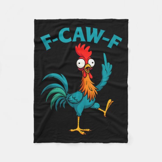 F Caw F ニワトリ おもしろ 鳥 Fcawf 鶏のささやき手 フリースブランケット (正面)
