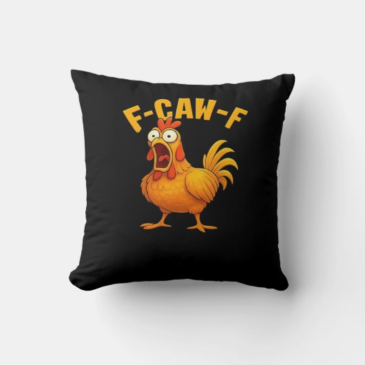 F-Caw-F-ニワトリ エッセンシャル面白い引用 クッション (正面)
