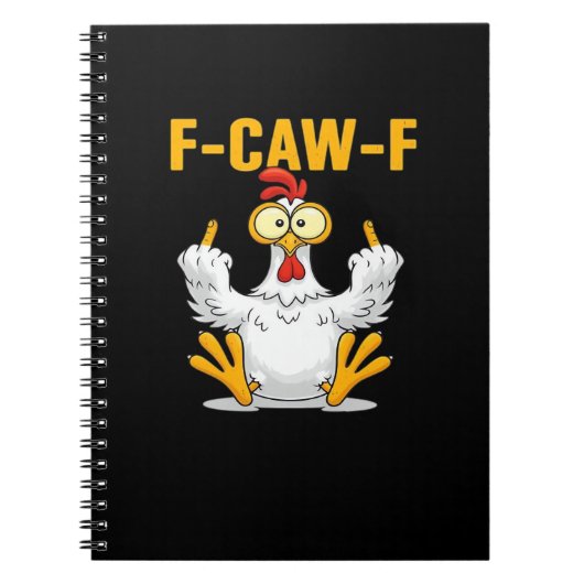 F-Caw-F-ニワトリ エッセンシャル おもしろカジュアル ノートブック (正面)