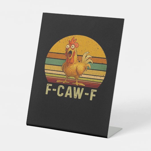 F-Caw-F ニワトリ エッセンシャル レトロ クラシック 台座サイン (正面)