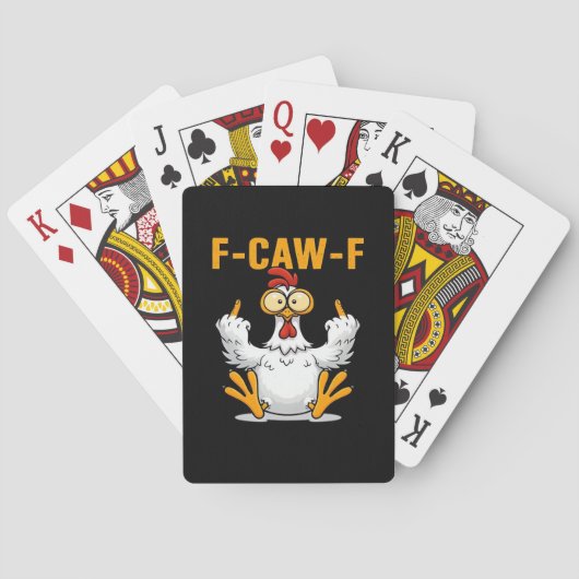 F-Caw-F ニワトリ クラシック おもしろ カジュアル トランプ (裏面)