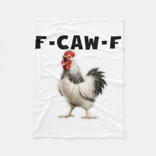 F-caw-f ニワトリ フリースブランケット (正面)