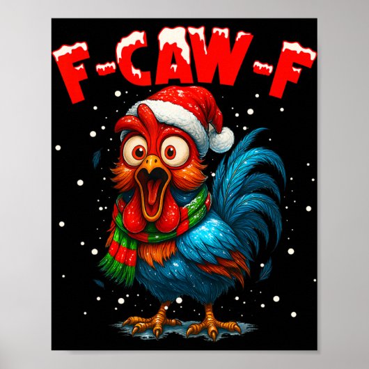 F-caw-f ニワトリ Fcawf おんどり コーヒー クリスマス Fca ポスター (正面)