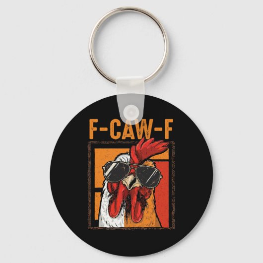 F-caw-f ミーム ニワトリ ジョーク キーホルダー (正面)
