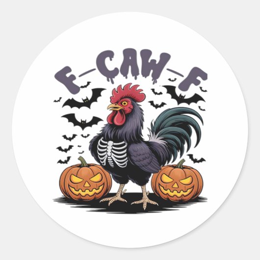 F Caw F ユーモアクロウゴシック面白いデザイン ラウンドシール (正面)