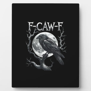 F-Caw-F レイヴン ムーン ゴシック ハロウィン 鳥 愛 フォトプラーク