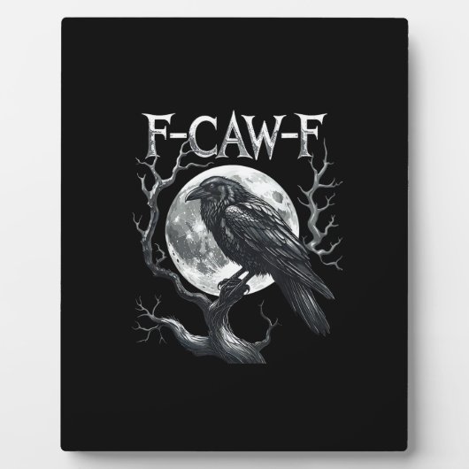 F-Caw-F レイヴン ムーン ゴシック ハロウィン 鳥 愛 フォトプラーク (正面)