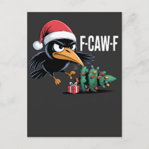 F-caw-f ワタシはレイヴン・クロウ クリスマスツリー シーズンポストカード