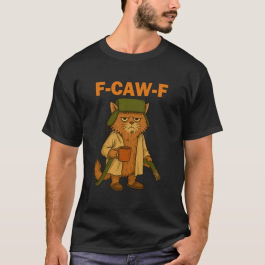 F-CAW-F 不機嫌な猫の面白Tシャツ Tシャツ (正面)