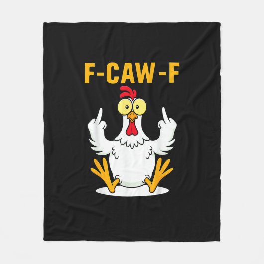 F-Caw-F 名言 ニワトリ メメ フリースブランケット (正面)