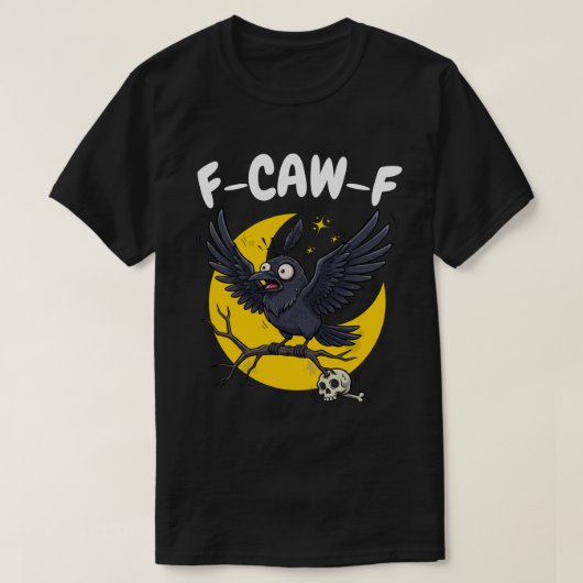 F-CAW-F 怖がるカラス - スプーキーな月 Tシャツ (デザイン正面)