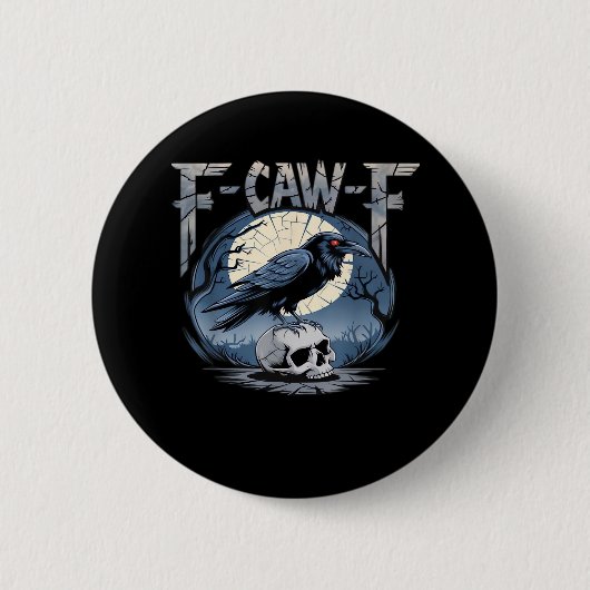 F-Caw-F 月夜のワタリガラス クラシック 缶バッジ (正面)