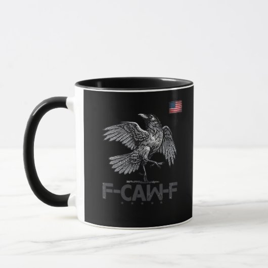 F-Caw-F 牛 面白い 鳥 USA ヴィンテージ フラッグ ユーモア マグカップ (左)