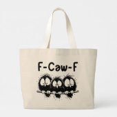 F-Caw-F 笑える鳥の引用ギフト ラージトートバッグ (裏面)