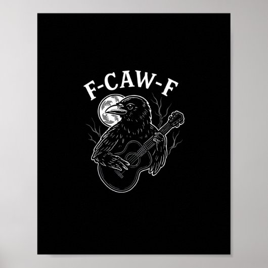 F Caw F 面白いカラス ギター ハロウィン ヴィンテージスタイル ポスター (正面)