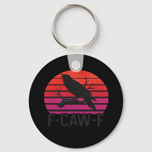 F-Caw-F 面白いカラス クラシックミニマル キーホルダー (正面)