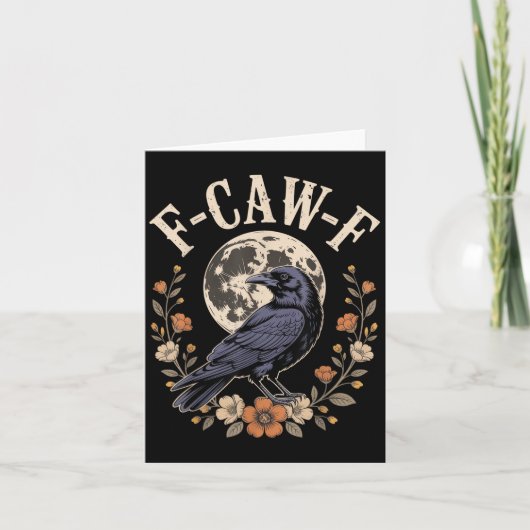 F-caw-f 面白いカラス 夜 鳥好き ハロウィンTシャツ カード (正面)