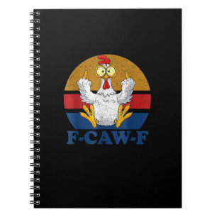 F-Caw-F 面白いニワトリが中指を立てるヴィンテージ風レトロなデザイン ノートブック