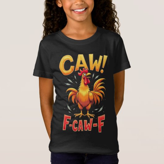 F-CAW-F 面白いニワトリのグラフィックデザイン Tシャツ (正面)