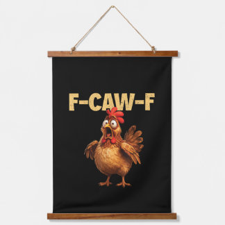 F Caw F 面白いニワトリのダジャレ ダークユーモア サーカズム 吊り下げ型タペストリー