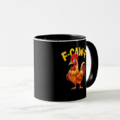 F-Caw-F 面白いニワトリのミーム にわとり 愛好家 マグカップ (正面右)