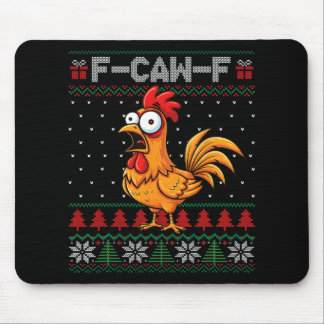 F-caw-f 面白いニワトリのユーモアの引用 クリスマスアグリースウェットシャツS マウスパッド