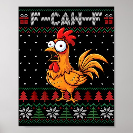 F-caw-f 面白いニワトリのユーモアの引用 クリスマスアグリーS ポスター (正面)