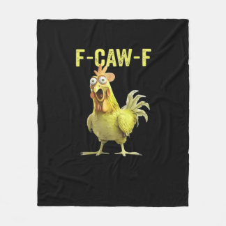 F Caw F 面白いニワトリのユーモアの引用 ビンテージスタイル フリースブランケット