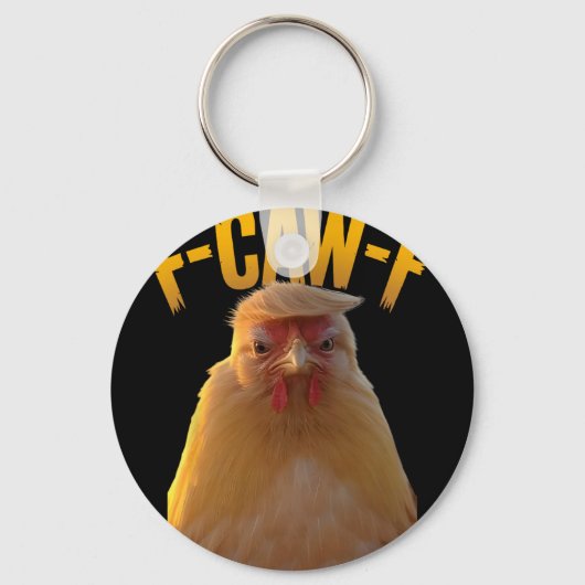 F-caw-f 面白いニワトリのユーモア F-caw-f 引用 トランプ キーホルダー (正面)