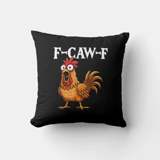 F-Caw-F 面白いニワトリのユーモア F-Caw-F 引用 ニワトリ クッション (正面)