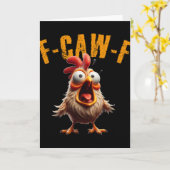 F-caw-f 面白いニワトリの鳴き声のユーモア カード (黄色い花)
