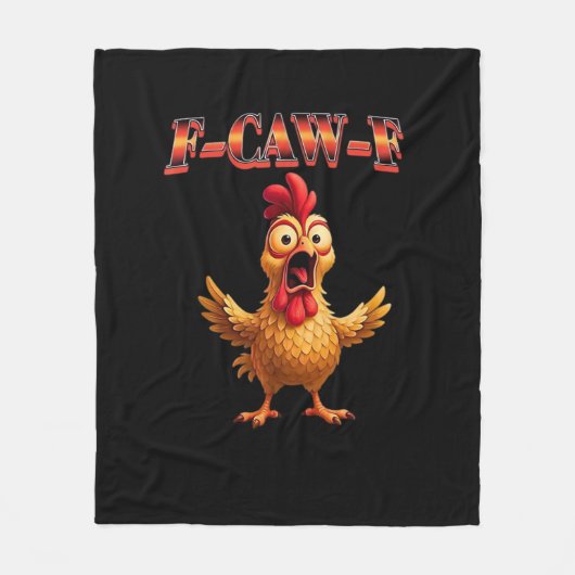 F Caw F 面白いニワトリ クラシックな美意識のデザイン フリースブランケット (正面)