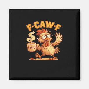 F Caw F 面白いニワトリ クラシック レトロ グラフィック マグネット