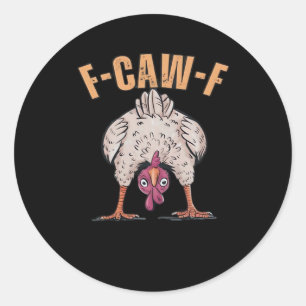 F Caw F 面白いニワトリ クラシック レトロ スタイル ラウンドシール