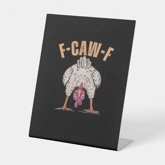 F Caw F 面白いニワトリ クラシック レトロ スタイル 台座サイン (正面)