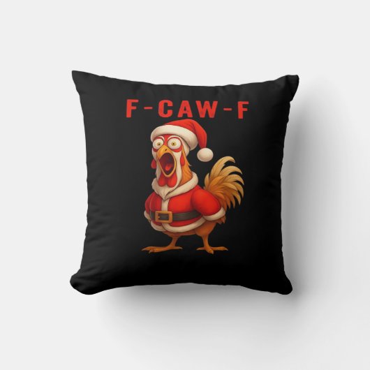 F-Caw-F 面白いニワトリ クリスマス エッセンシャル クッション (正面)